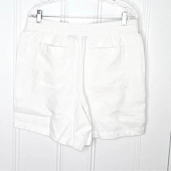 NWOT Lands’ End White Linen Shorts High Rise Bermuda Size Medium 10 12 - Picture 5 of 9